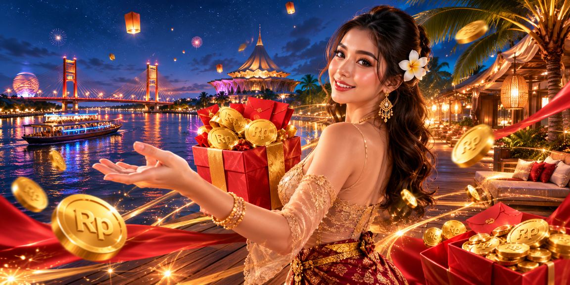 Model Vietnam memegang amplop merah simbol keberuntungan casino