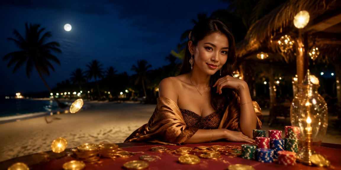 Taruhan casino di pantai dengan pemandangan laut yang indah