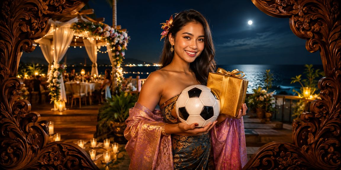 Penggemar sepak bola betting sambil menikmati pemandangan pantai sore hari